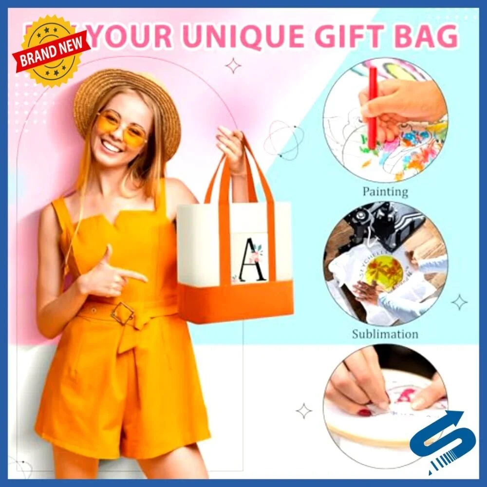 Blank Canvas Tote Bags Bulk Sublimation DIY Craft Reusable Grocery Totes